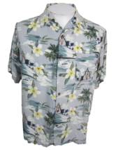 Route 66 Men Hawaiian camp shirt p2p 23.5&quot; M aloha luau tropical Ship floral vtg - £18.12 GBP