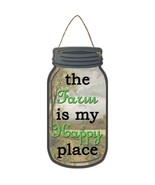 Farm Happy Place Novelty Metal Mason Jar Sign - £14.34 GBP