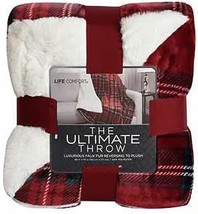 Red Plaid Faux Fur Throw: The Ultimate In Comfort. - £60.32 GBP
