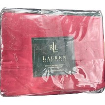 Lauren Ralph Lauren 370 TC Estate Sateen Queen Flat Damask Red Flat Sheet - $150.00