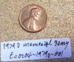 1979 D Lincoln Memorial Penny Filled Mint Mark Error; Vintage Old Coin Money - £3.10 GBP