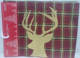 Extra Long Tapestry Table Runner, 13&quot;x72&quot;, Christmas Golden Raindeer&#39;s Face,Hls - £14.78 GBP