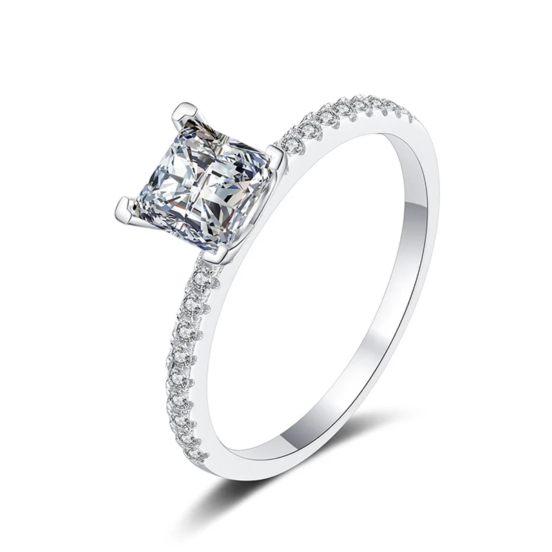1-2CT Princess Cut Moissanite Engagement Ring VVS D Colorless Solitaire Diamond  - £85.75 GBP