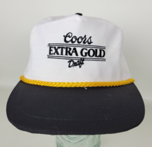 Vintage Coors Extra Gold Draft Snapback Hat White Black Carlson Group - $16.83
