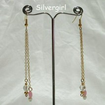 Sweetheart Pink and Clear Heart Dangle Earrings - £7.98 GBP