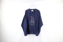 Vintage 90s Streetwear Mens XL Faded Spell Out San Diego Sailing Sweater Blue - £38.88 GBP