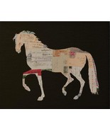 Wall Art Print Horse and Postcards 58x47 47x58 Dark Green Linen Unframe - £565.58 GBP