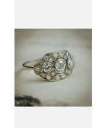2.1Ct Moissanite Round Vintage Engagement Ring 10k Solid White Gold - $692.46 CAD