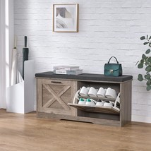For The Entryway, Living Room, Or Bedroom, There Is A Grey Shoe Cabinet With Two - £102.21 GBP