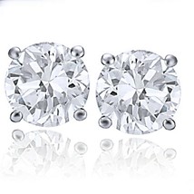 1.30 Ct Round Cut Moissanite Diamond Studs Earrings 14K White Gold Plated Silver - £70.68 GBP