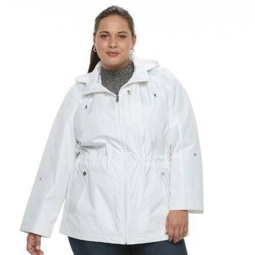 Womens Jacket Croft & Barrow White Midweight Hooded Anorak Coat Plus-size 2X