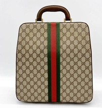 Vintage Gucci suitcase Briefcase carryon Sherry Beige GG Logo Supreme Le... - £435.85 GBP