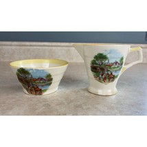 Vintage H &amp; K Tunstall English Fox Hunt Scene Creamer And Sugar Bowl Set - $47.51