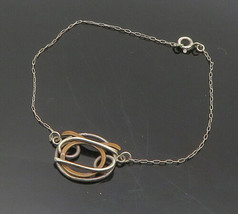 925 Sterling Silver - Vintage Two Tone Charmed Thin Chain Bracelet - BT7870 - £26.84 GBP