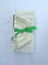 Lot 5 Vintage Doilies Doily Crochet  Crocheted Cotton 31839 White Off Iv... - $34.64