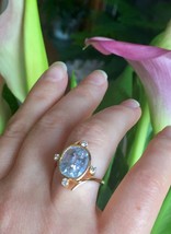 18k BIG Sapphire 8.36TCW  natural mined Sapphire diamonds bypass bezel ring - £7,045.87 GBP