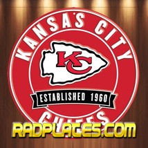 Kansas City Chiefs Football Team Replica Aluminum Metal Sign 12&quot; Round New - $19.77