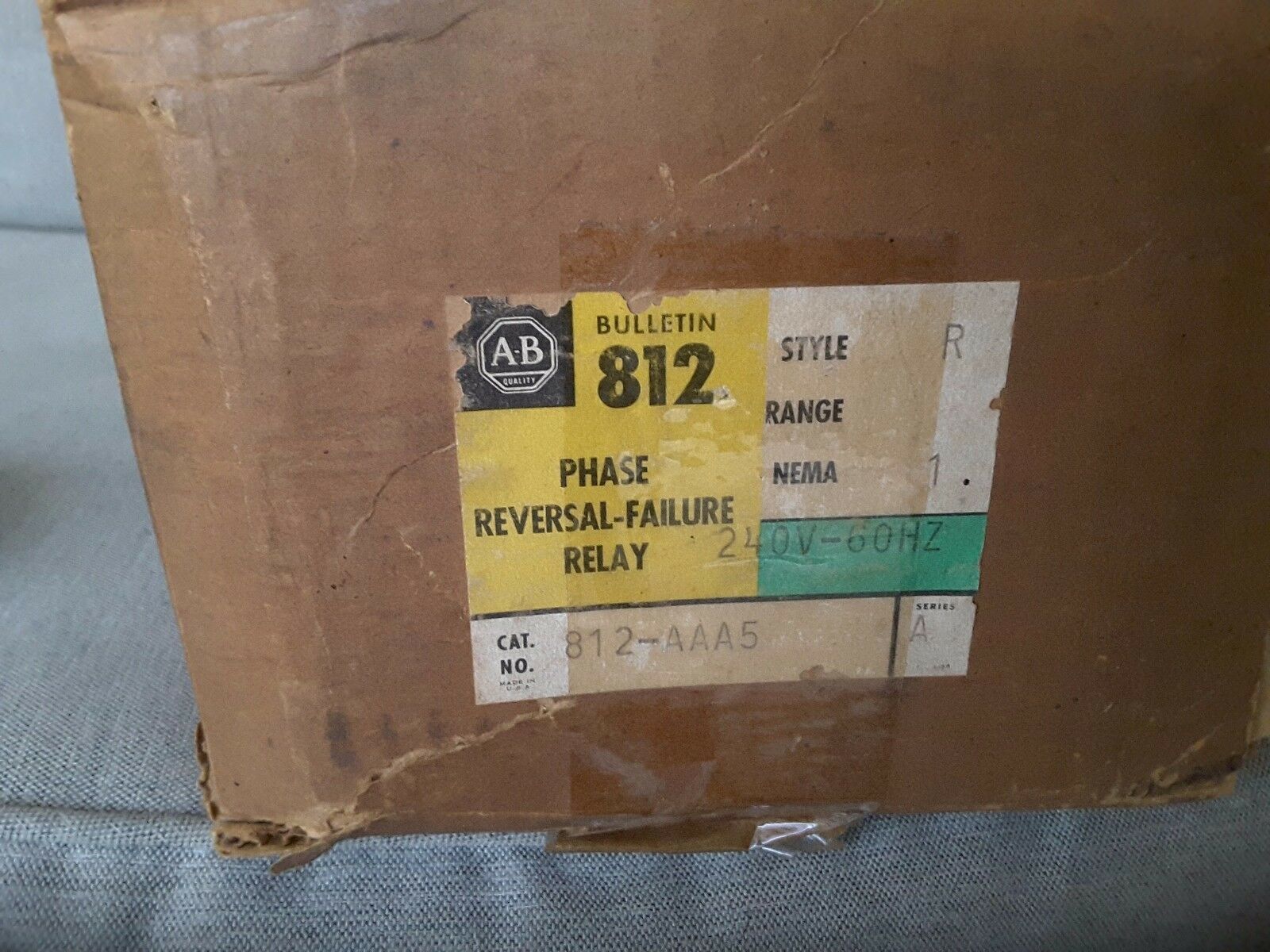 ALLEN BRADLEY PHASE REVERSAL FAILURE RELAY 812-AAA5  NIB  NEW  NOS $139 - $66.54
