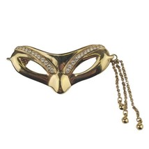 Vintage  Brooch Monet Masquerade Shiny Gold Tone Chain Swag Costume - $17.75