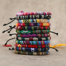 12pcs Bohemian Ethnic Style Handmade Braided Bracelet For Men And Women Colorful - £11.82 GBP