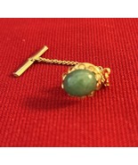Vtg Faux Jade Tie Tack Pin Gold Tone J241 - $244.33 MXN