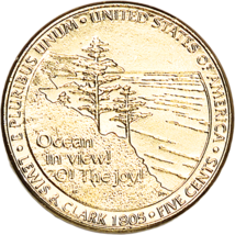 2005 Gold-Plated Jefferson Nickel Ocean In View A5390 New In Package - $10.00