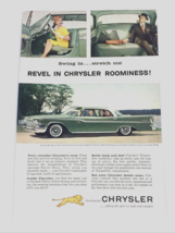 Vintage 1959 Lady Sheaffer Ink Pen and Chrysler Windsor Luxury Car Print Ad - $9.87