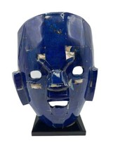 Aztec Mayan Studio Art Mask Blue Pearl Stone 8&quot; Statue Sculpture Decor - £43.26 GBP