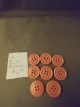 8 Buttons Pink Plastic sewing button (4 hole) - $4.00