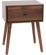 Flash Furniture Hatfield Mid-Century Modern Wood Nightstand - Dark Walnut  - £219.09 GBP