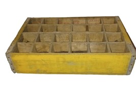 Vintage 1970 Yellow &amp; Red Wood Wooden Dr. Pepper 24-Bottle Carrier / Crate - £39.17 GBP