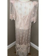 Silk Night Gown With Beaded Pearls And sequence Peinoirs Neiman Marcus - £224.54 GBP