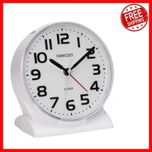 Elegant 4.5&quot; Battery-Operated Analog Clock with Big Numbers &amp; Soft Backl... - $501.63 MXN