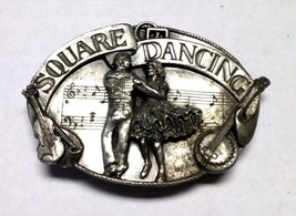 Vintage Siskiyou Square Dancing Country Western Belt Buckle Pewter USA 1985 - €8,47 EUR