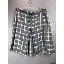 Magaschoni Collection Cream &amp; Black Square Pattern Silk A Line Skirt Siz... - $512.19 MXN
