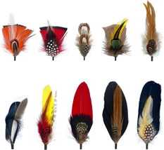 Hat Feathers for Fedora 10 Pcs Men Women Cowboy Hats Pins Assorted Color Crafts  - £11.85 GBP