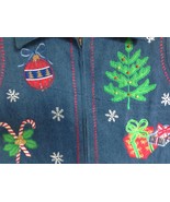 Christmas Vest Anne Carson Ugly Large Reindeer Sequins Embellished - £4.61 GBP