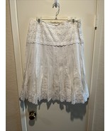 ECI New York White Flared Eyelet Lace Boho Bohemian  Skirt Silk Inserts ... - $29.65