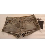 NWT True Religion Gray Camo Joey cutoff shorts Size 26 Distressed Frayed... - £38.33 GBP