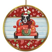 hdhshop24 Funny Border Collie Dog Ride Car Ornament Gift Pine Tree Decor Hanging - £15.78 GBP