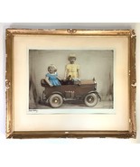 Early 1900s Hand Tinted Photo Etching Engraving Girls Antique Car Bacon ... - $6,507.48 MXN