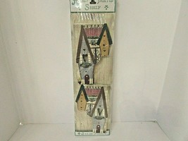 Wall Shelf Distressed Pine 18&quot;L Painted Birdhouse Pattern Country Garden New - £19.91 GBP