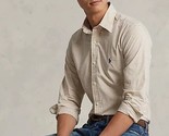 Polo Ralph Lauren Mens Gingham Stretch Poplin Shirt Vintage Khaki/White-XS - $52.99