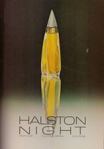 1981 Halston Night Perfume Elsa Peretti Bottle Vintage Print Ad 1980s - $18.55