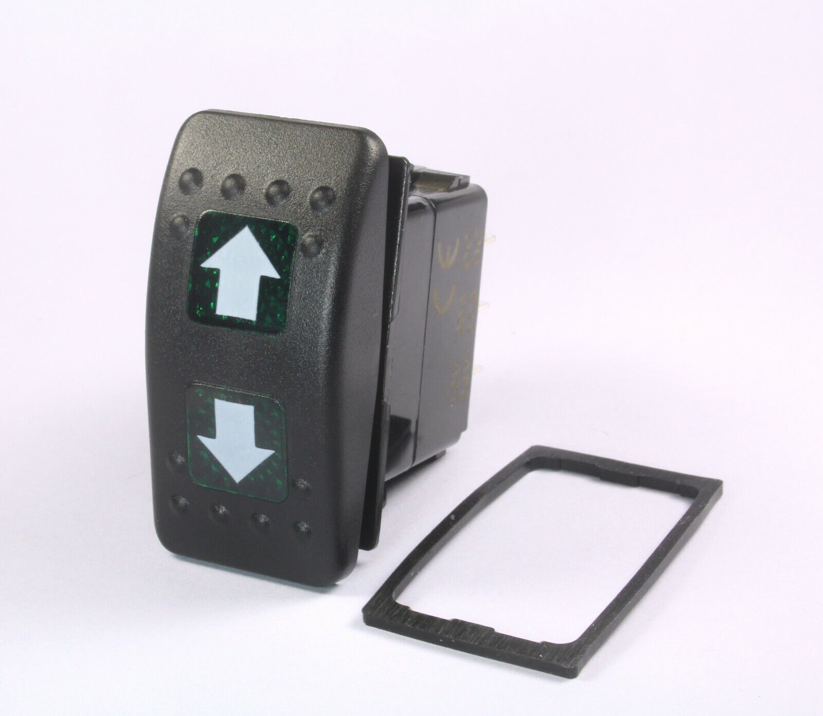 MOMENTARY Lighted Rocker Switch ON/OFF/ON UP DOWN Arrows SPDT 12v 20A Green - $11.75