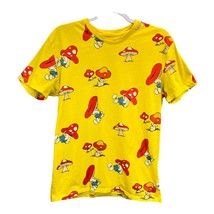 Smurf Mushroom TShirt Yellow Size M Short Sleeve Crew Neck Cartoon Class... - £19.55 GBP