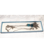 TOUCHSTONE CRYSTAL BY SWAROVSKI Womens Necklace Light Dark Blue Fringe New - €24,17 EUR