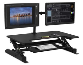 Mount-It! Sit Stand Workstation Standing Desk Converter with Dual Monitor Mount - £232.36 GBP