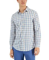 Club Room Men's Lancaster Plaid Tech Woven Button-Up Shirt Med Sapphire-XL - $18.99