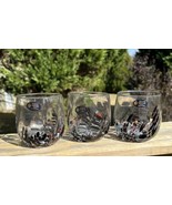 Murano Lowball Stemless Wine Glasses Millefiori Glass  Black Hand Made I... - £59.86 GBP